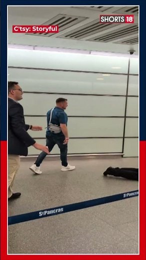 Caught On Camera Far-Right UK Figure Tommy Robinson Assaults Man In Pancras Station | #shorts | N18S