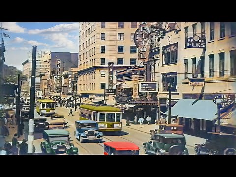 Montreal, Canada 1930s in color [60fps, Remastered] w/sound design added