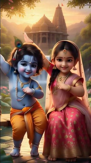 Baby Radha Krishna Fever Dance | Divine Love in Vrindavan | #Shorts