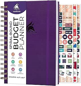 Clever Fox Budget Planner Spiral – Expense Tracker Notebook – Monthly Budgeting Organizer, Finance Logbook & Accounts Book to Control Your Money – Undated Bill Tracker, 6.3x8.4” (Purple)