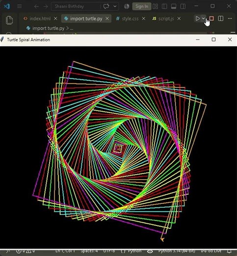 Spiral Animation in Python 🌀✨ | Python Turtle Graphics | #kvgurukul #python # animation