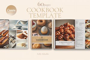 Cookbook | 60 Pages Printable Cookbook Template | Recipe Book | Customizable | Digital Download - Etsy