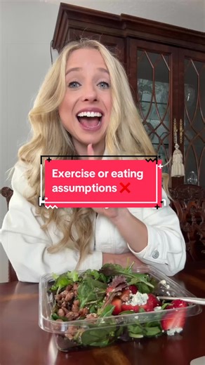 We cannot assume anything about anyone’s eating and exercise habits just by looking at them ❌ As a dietitian specializing in disordered eating, I see firsthand the harm that is caused by making assumptions about people’s health, character, eating & exercise habits just by looking at them. This is just one example supporting why we need to stop making these assumptions that are rooted in anti-fat bias & weight stigma. When we learn better, we do better. And I hope this video helps more people do 