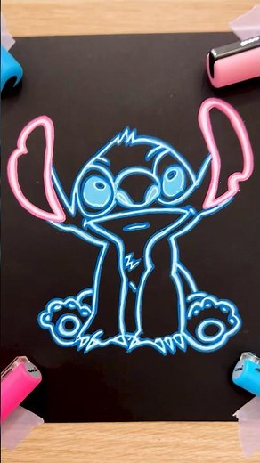 Dessin de Stitch en néon avec les posca #drawing #dessin #posca
