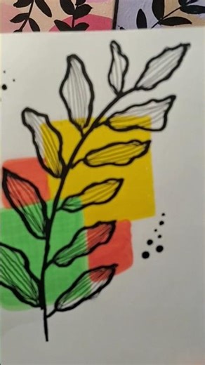 Easy Botanical Art 🌿 | Simple Doodle Painting#aestheticart #painting #satisfying