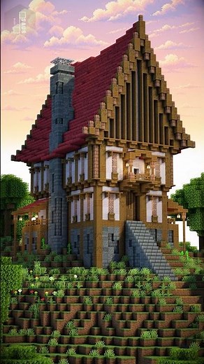 Minecraft Medieval House Build | Cinnabar Roof Tudor Style