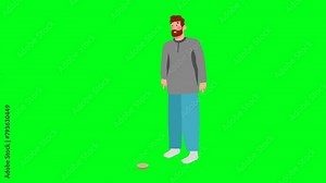 2d animated cartoon Muslim male man character praying islamic prayer for Islam religion. in green screen chroma key. 4K resolution.