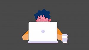 Download Man is sitting near the computer and working. Loop animation without background. for free