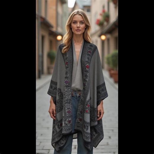 Hand Embroidered Alpaca Ruana: Reversible Wearable Art - Etsy