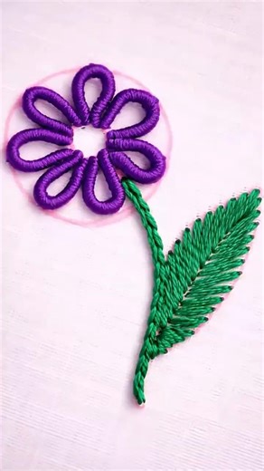 Easy Purple Flower Embroidery Tutorial 🌼 #shorts #viral #trending #youtubeshorts
