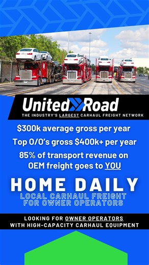 1.3K views | LOCAL, Home Daily - Owner Operators - $300k average gross per year - 85% of transport revenue on OEM freight | United Road Services | Facebook