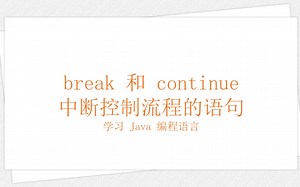 学习 Java 编程语言（021）：break 和 continue 中断控制流程的语句