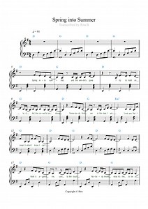 Lizzy McAlpine - Spring Into Summer (lyrics/chords) Piano Sheet PDF | Rita B | mymusic5