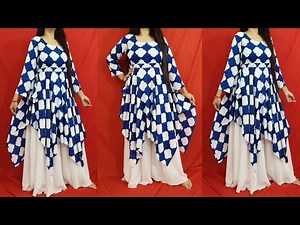 Dori Waist Handkerchief Pattern Dress Cutting and Stitching/ Tail Cut Kurti/Hanky Dress/Kurti Design