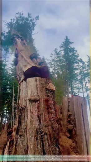 Dead Tree Still Hard Cut Safely Using Chainsaw Cutting trees and Full PPE