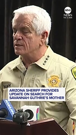 There is evidence of a crime at the home of the 84-year-old mother of "Today" show host Savannah Guthrie, who has been missing since Saturday, according to authorities in Arizona. Nancy Guthrie was last seen in the Catalina Foothills area on Saturday night at approximately 9:45 p.m., according to the Pima County Sheriff's Department. A family member reported her missing on Sunday around noon. "We saw some things at the home that were concerning to us ... We do in fact have a crime scene,” Pima C