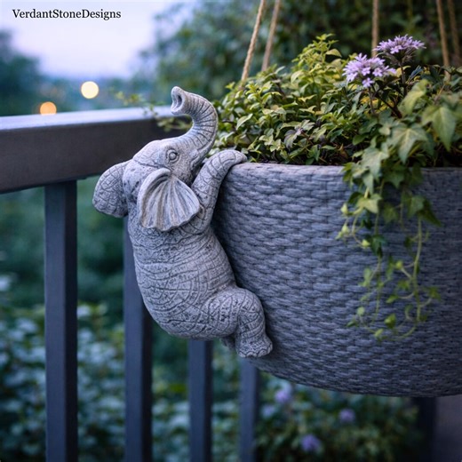 Elephant Planter Pot, Resin Elephant Garden Decor, Hanging Outdoor Ornament, Patio Home Garden Statue, Unique Elephant Gift - Etsy