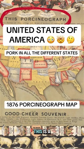 1876 PORCINEOGRAPH - UNITED STATES OF AMERICA- PORK IN ALL THE DIFFERENT STATES - Old maps. Ancient maps conspiracy, hidden continents, Antarctica secrets, flat earth theory, ice wall, flat earth forbidden knowledge, conspiracy theory, Atlantis, Tartarian, empire Atlantis in America, the land of Jesus, Tartaria empire, lost civilizations, hidden world under the ice, map anomalies, forbidden geography, suppressed history, mud flood theory, ancient giants, advanced ancient technology, secret lands