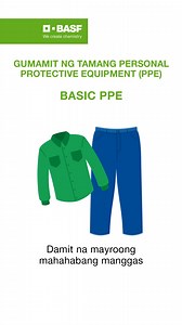 Para makaiwas sa panganib at maprotektahan ang sarili habang gumagamit ng crop protection products, laging magsuot ng tamang Personal Protective Equipment tulad ng mahabang manggas, guwantes at bota kapag maghahalo, magkakarga o magsa-spray. Dahil kapag ligtas ka, ligtas din ang iyong pamilya. #TatakBASF #TatakAlaga | BASF Agricultural Solutions