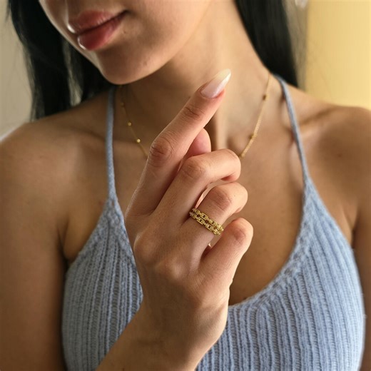 Minimalist Diamond Stackable Rings — Gold Filled Adjustable Stacking Ring Set, Dainty Gift for Girlfriend - Etsy