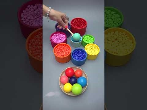🌈Reverse Zen Art📿🌟Thousands Calming Pearl and Colorful Beads in Wood Bowl #asmr #beads #dominogirl