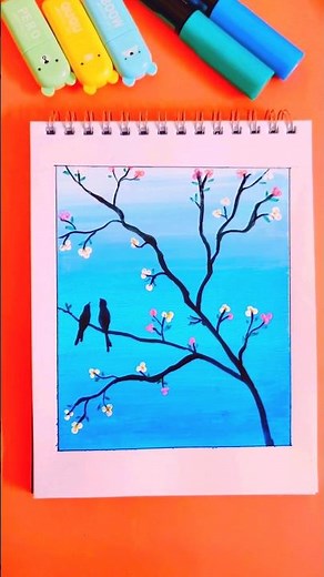 Create gorgeous spring blossoms with this easy cherry blossom painting.