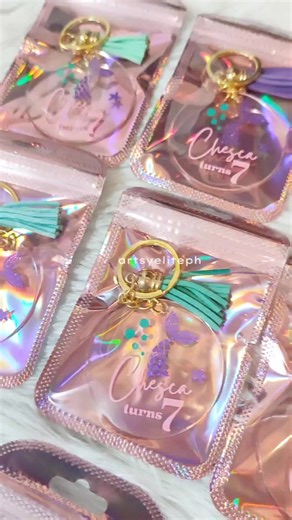 Mermaid Themed Personalized Keychain Souvenirs for 7th Birthday | Acrylic Keychain