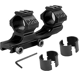 SVBONY SA101 Scope Mount Offset Cantilever, 1 Inch and 30mm Cantilever Scope Mount for 20mm Picatinny and Weaver Rails, Precision Machined Aluminum Alloy, 12 hex Screws, Black Matte Finish-Friendly