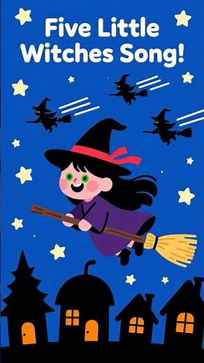 Five Little Witches Halloween Song #fivelittle #kidssongs #nurseryrhymes #preschoolrhymio