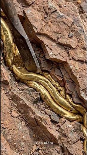 From Hidden Gold Vein to Pure Gold Bar 🔨✨ | Breaking Stone to Reveal Pure Gold — ASMR Satisfying