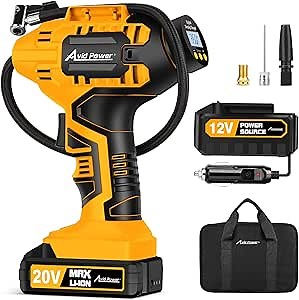 Bullseye Pro Max Deluxe Tire Inflator Portable Air Compressor, Portable Air Pump for Car Tires, Car Tire Inflator Portable - 150PSI, 12V DC 2000 mAhs, Tire Pressure Gauge, Rechargeable As Seen On TV