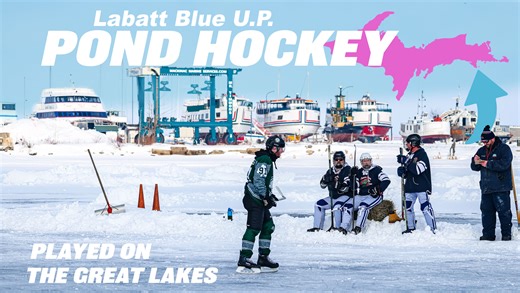 This is the 2026 Labatt Blue UP Pond Hockey Championship in St. Ignace, an annual pond hockey tournament played on natural ice in the elements on the Great Lakes. | MI Playground