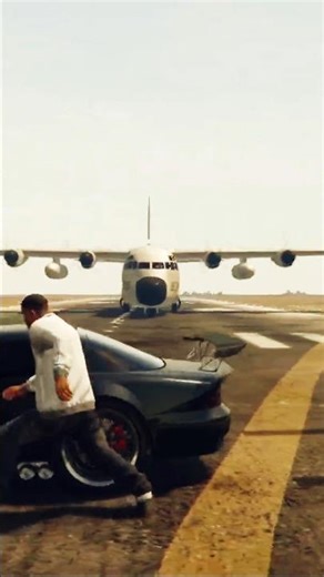 Luxury car on runway in front of plane 😰.. #short #shorts #gta