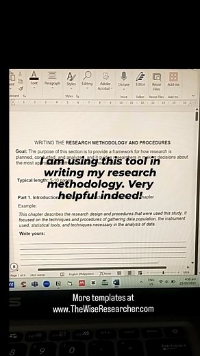 Template for writing Research Methodology. Grab yours at www.TheWiseResearcher.com | The Wise Researcher