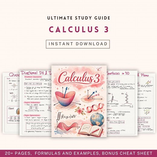 Calculus 3 Study Guide | Multivariable Calculus Notes (PDF) - Etsy