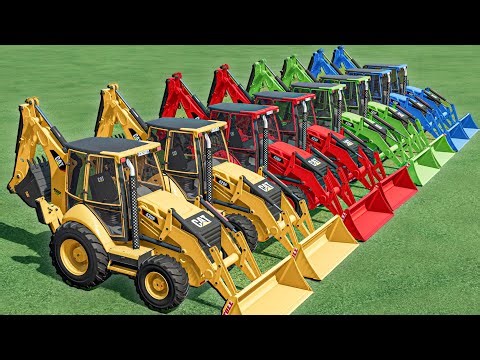Transport with Colors - Garage Parking with CAT BACKHOE LOADER - Farming Simulator 22
