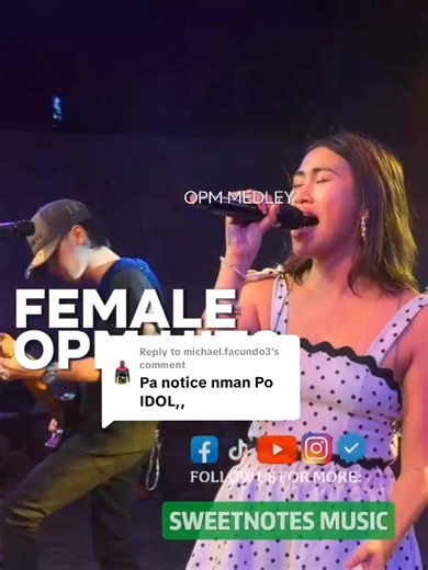 Replying to @michael.facundo3 OPM HITS MEDLEY ( FEMALE ) COVER BY SWEETNOTES MUSIC #music🎶💓 #songlyrics #duetwithme #karaokesongwithlyrics #longervideos