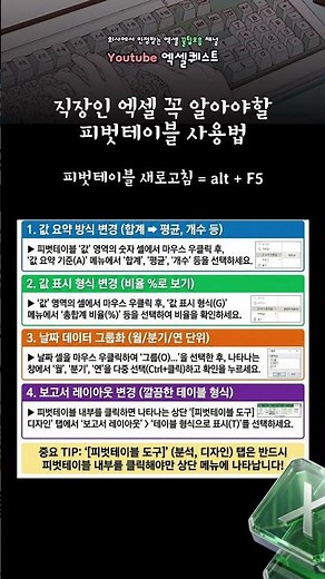 직장인 엑셀 꼭 알아야할, 피벗테이블 사용법 #엑셀강의 #엑셀꿀팁 #엑셀퀘스트 #데이터위자드