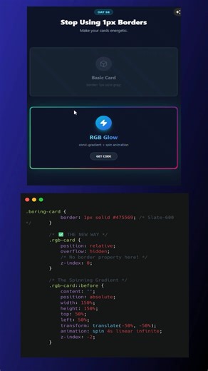Stop Using Gray Borders 🛑 (Crazy CSS RGB Gradient Trick) #Shorts