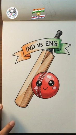 🏏 India vs England Cricket Bat Doodle Drawing ✍️ Easy Sketch in 10 Seconds #shorts