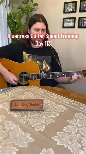 Day 113 of Bluegrass Speed Training using “The Essential Clarence White” by Roland White and others. Today I’m accenting the “Up” of the Down-Down-Up Bluegrass picking pattern. #music #guitar #bluegrass #practice #lafekingstudios