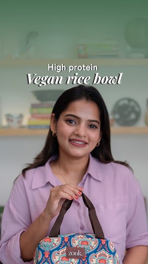 Zouk on Instagram: "Vegan Tofu Rice Bowl 🌱🍚 Pack your day with a high protein-packed vegan tofu rice bowl and a sweet snack of persimmons (nuts & fruits) —carried in style with my spacious, cruelty-free Zouk bag. 👜💚 From prepping to packing, it’s all about balance and choices that feel good inside out 🥰 #Zouk #ZoukBags #VeganMonth #LiveConsciously #ZoukLife #VeganLunchIdeas #GoVeganWithZouk #Ad"
