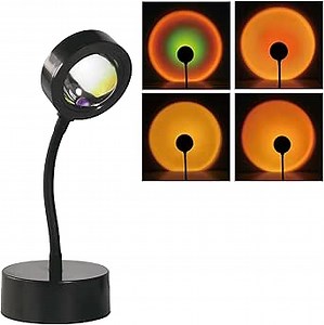 Sunset Lamp with 4 Lighting Modes - Night Light with Color Filters Romantic Atmosphere Aesthetic Decor 5 W LED 360° Rotation Projection Lamp for Bedroom Party Home Family Celebrations