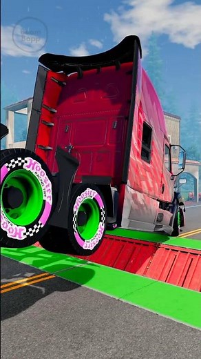 Big Truck Tow Car Trailers vs Reverse Speed Bumps | BeamNG.drive
