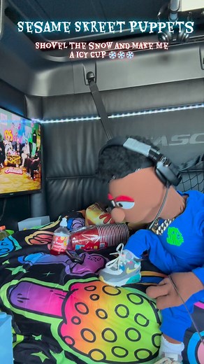 16K views · 547 reactions | I made my student shovel snow and fix me a icy cup like back in the day ❄️ #newreelsviral #puppetshow #snowstorm #85southshow #icy #truckdriver | Sesame Skreet Puppets | Facebook