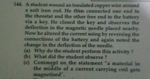 A student wound an insulated copper wire around a soft iron rod... | Filo