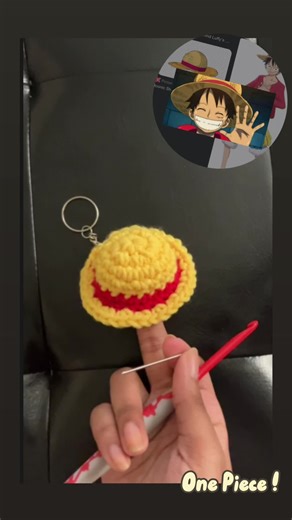 Crochet Straw Hat Luffy! 🌾|Keychain #crochet #diy #crochettutorial #anime #shorts