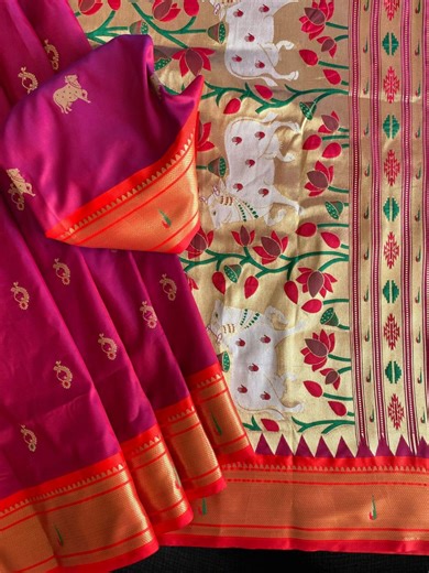 Pure Patola Silk Saree: Paithani Fusion Weave - Etsy