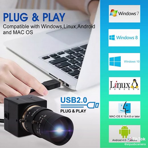 ELP 4K Ultra HD usb camera with 5-50mm varifocal zoom lens