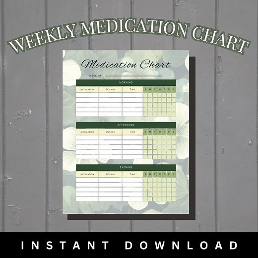Medication Chart | Printable AM PM Medication Tracker | Editable Log Template | Monthly Weekly Medical Tracker Logbook - Etsy